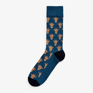 Zoo Animal Pattern Socks Five Pack - Allsport