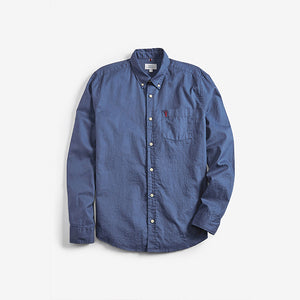 Blue Soft Touch Twill Roll Sleeve Shirt - Allsport