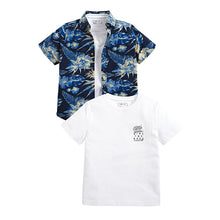 Load image into Gallery viewer, Blue Patterned Shirt And T-Shirt Set (3-12yrs) - Allsport

