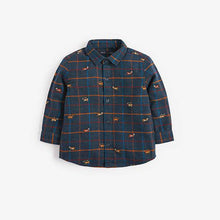 Load image into Gallery viewer, Navy Check Embroidered Long Sleeve Shirt (3mths-5yrs) - Allsport
