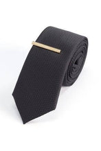 Load image into Gallery viewer, BLACK GOLD TEXTURED TIE WITH TIE CLIP - Allsport
