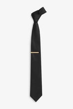 Load image into Gallery viewer, BLACK GOLD TEXTURED TIE WITH TIE CLIP - Allsport
