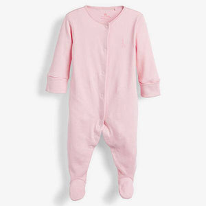 Pink/White 3 Pack Cotton Sleepsuits (0-18mths - Allsport
