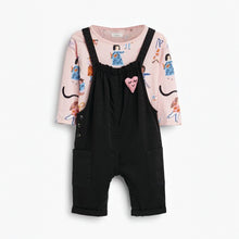 Load image into Gallery viewer, Pink Heart Dungarees And T-Shirt Set (3mths-6yrs) - Allsport
