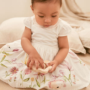 White Baby Floral Print Occasion Dress (0mths-18mths)
