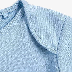 Blue/White 5 Pack Cotton Short Sleeve Bodysuits (0mths-2yrs) - Allsport