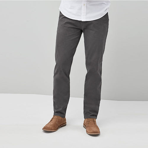 Dark Grey Slim Fit Stretch Chino Trousers - Allsport