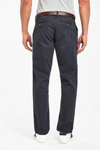 Navy Premium Chinos With Leather Belt Trouser - Allsport