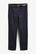 Load image into Gallery viewer, Navy Premium Chinos With Leather Belt Trouser - Allsport
