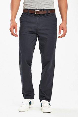 Navy Premium Chinos With Leather Belt Trouser - Allsport