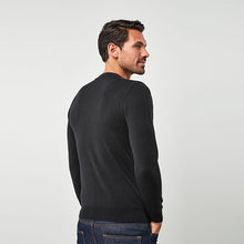 Load image into Gallery viewer, Black Neck Crew Soft Touch Jumper
