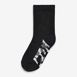 7 Pack Black Camo Cotton Rich Socks - Allsport