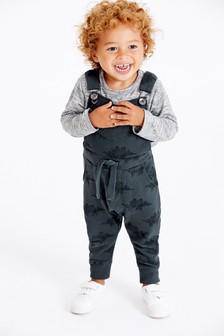 DUNGAREE DINO AOP JERSEY SUITS (3MTHS-5YRS) - Allsport