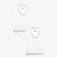 Load image into Gallery viewer, White Slim Fit Single Cuff Slim Fit Cotton Shirts 2 Pack
