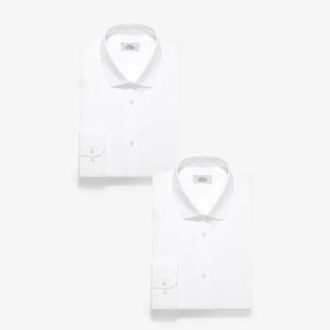 White Slim Fit Single Cuff Slim Fit Cotton Shirts 2 Pack