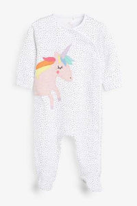 Teal/Pink 3 Pack Unicorn Star Sleepsuits  (up to 18 months) - Allsport