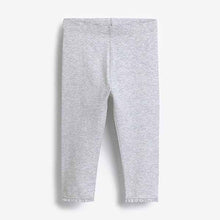 Load image into Gallery viewer, Grey Marl Lace Trim Leggings (3mths-6yrs)
