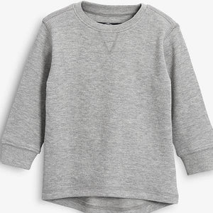 Monochrome 3 Pack Long Sleeve Textured T-Shirts (3mths-7yrs) - Allsport