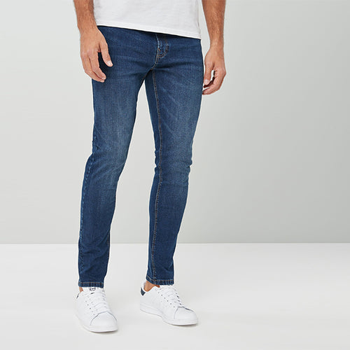 Authentic Mid Blue Skinny Fit Stretch Jeans - Allsport