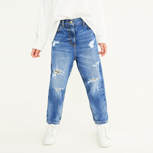 Mid Blue Denim Distressed Mom Jeans (3-12yrs)