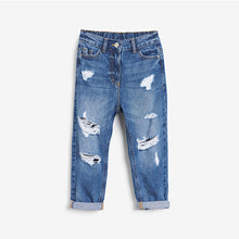 Load image into Gallery viewer, Mid Blue Denim Distressed Mom Jeans (3-12yrs)
