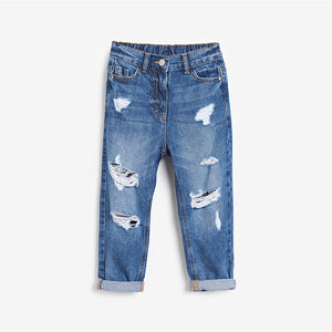 Mid Blue Denim Distressed Mom Jeans (3-12yrs)