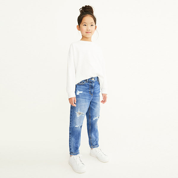 Mid Blue Denim Distressed Mom Jeans (3-12yrs)