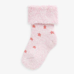 Pink/Grey 3 Pack Towelling Socks (0mth-12mths) - Allsport