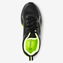 Load image into Gallery viewer, Black Fluro Elastic Lace Trainers (older Boys) - Allsport

