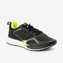 Load image into Gallery viewer, Black Fluro Elastic Lace Trainers (older Boys) - Allsport
