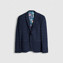 Load image into Gallery viewer, Blue Skinny Fit Check Jacket - Allsport
