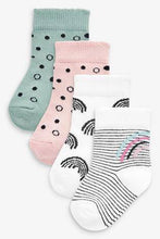 Load image into Gallery viewer, Light Teal 4 Pack Rainbow Socks  (up to 18 months) - Allsport
