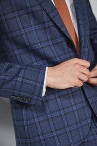 BLUE CHECK SUIT JACKET - Allsport