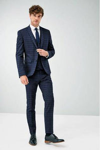 BLUE CHECK SUIT JACKET - Allsport