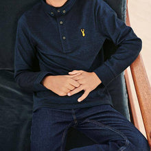 Load image into Gallery viewer, Navy Long Sleeve Pique Poloshirt (3-12yrs) - Allsport
