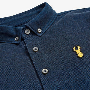 Navy Long Sleeve Pique Poloshirt (3-12yrs) - Allsport