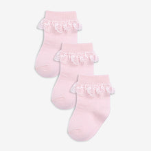 Load image into Gallery viewer, 3PK PINK LACE SOCKS (0MTH-12MTHS) - Allsport
