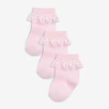 Load image into Gallery viewer, 3PK PINK LACE SOCKS - Allsport
