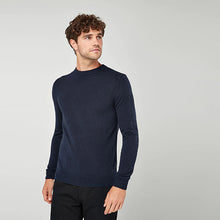 Load image into Gallery viewer, Navy Blue Crew Neck Soft Touch Jumper
