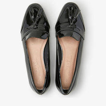 Load image into Gallery viewer, Black Patent Cleated Tassel Loafers - Allsport
