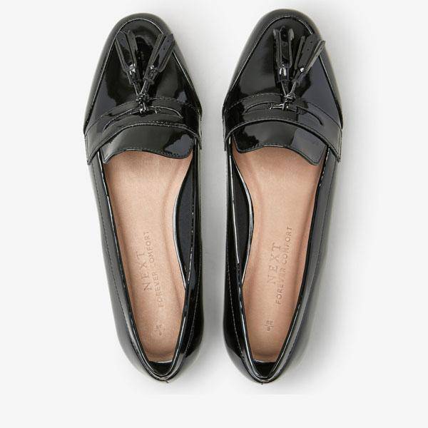 Black Patent Cleated Tassel Loafers - Allsport