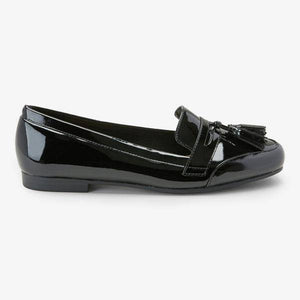Black Patent Cleated Tassel Loafers - Allsport