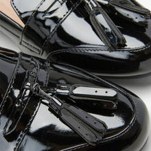 Load image into Gallery viewer, Black Patent Cleated Tassel Loafers - Allsport
