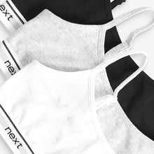 Load image into Gallery viewer, Black/White/Grey 3 Pack Strappy Crop Tops (5-12yrs) - Allsport
