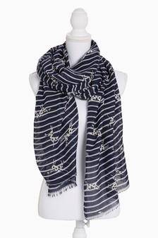 585953 NAVY STRIPE DOG ONE LW SCARVES - Allsport