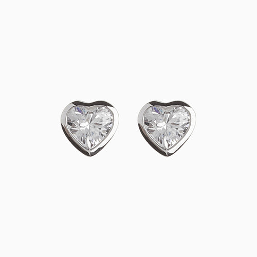 Sterling Silver Delicate Heart Stud Earrings - Allsport