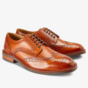 Tan Modern Heritage Leather Brogue Shoes - Allsport