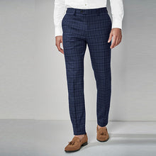 Load image into Gallery viewer, Blue Skinny Fit Check Suit: Trousers - Allsport
