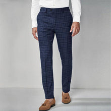 Load image into Gallery viewer, Blue Skinny Fit Check Suit: Trousers - Allsport
