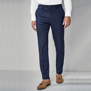 Blue Skinny Fit Check Trousers - Allsport
